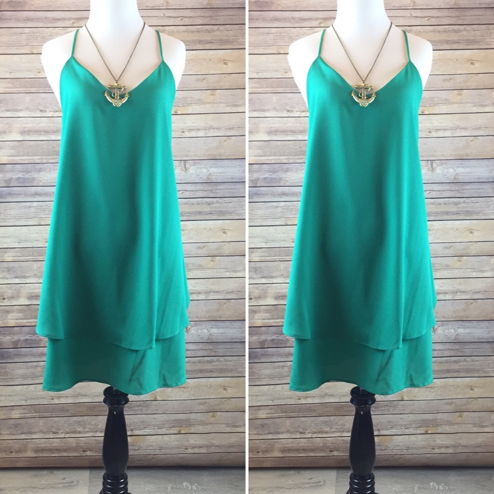 ❗️Last 1! SMALL Emerald Green Tiered Dress - Picture 3 of 4