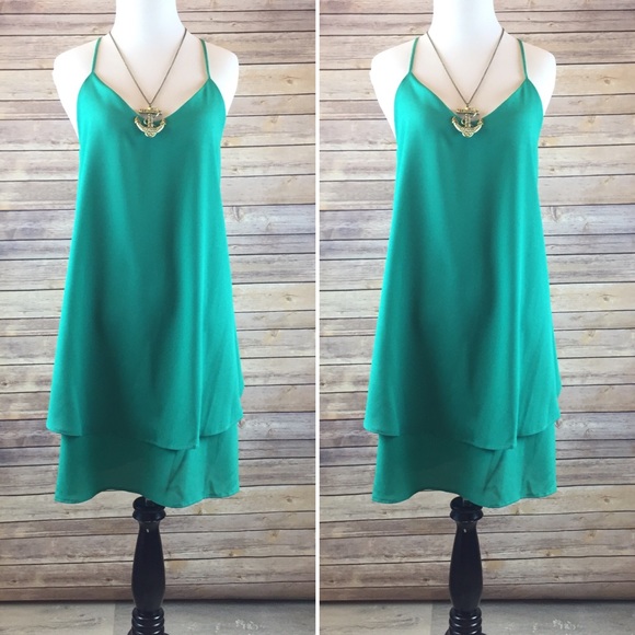 ❗️Last 1! SMALL Emerald Green Tiered Dress - Picture 3 of 4