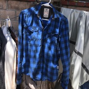 Small blue button up cotton flannel