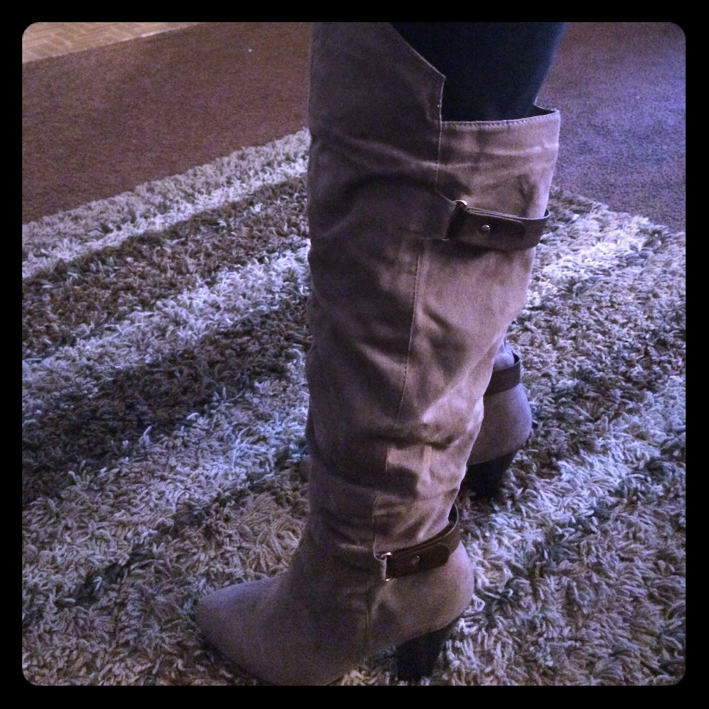 Heeled Boots - size 6 - mid length - suede