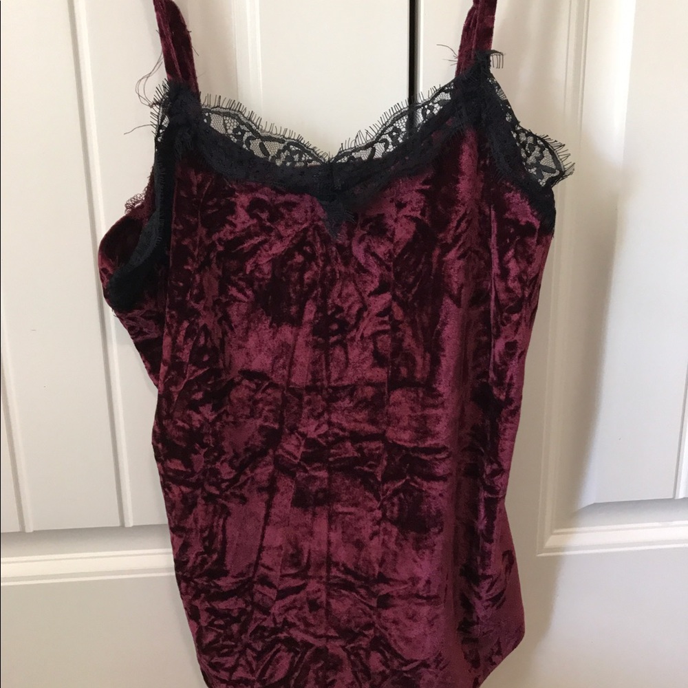 Maroon and black lace top