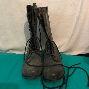 Faded black combat boots