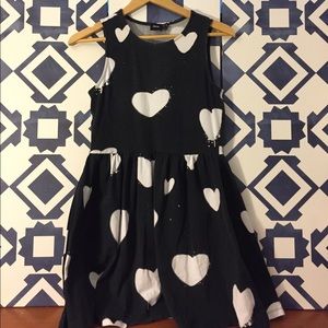 Black and White Heart Asos Skater Dress Size 8