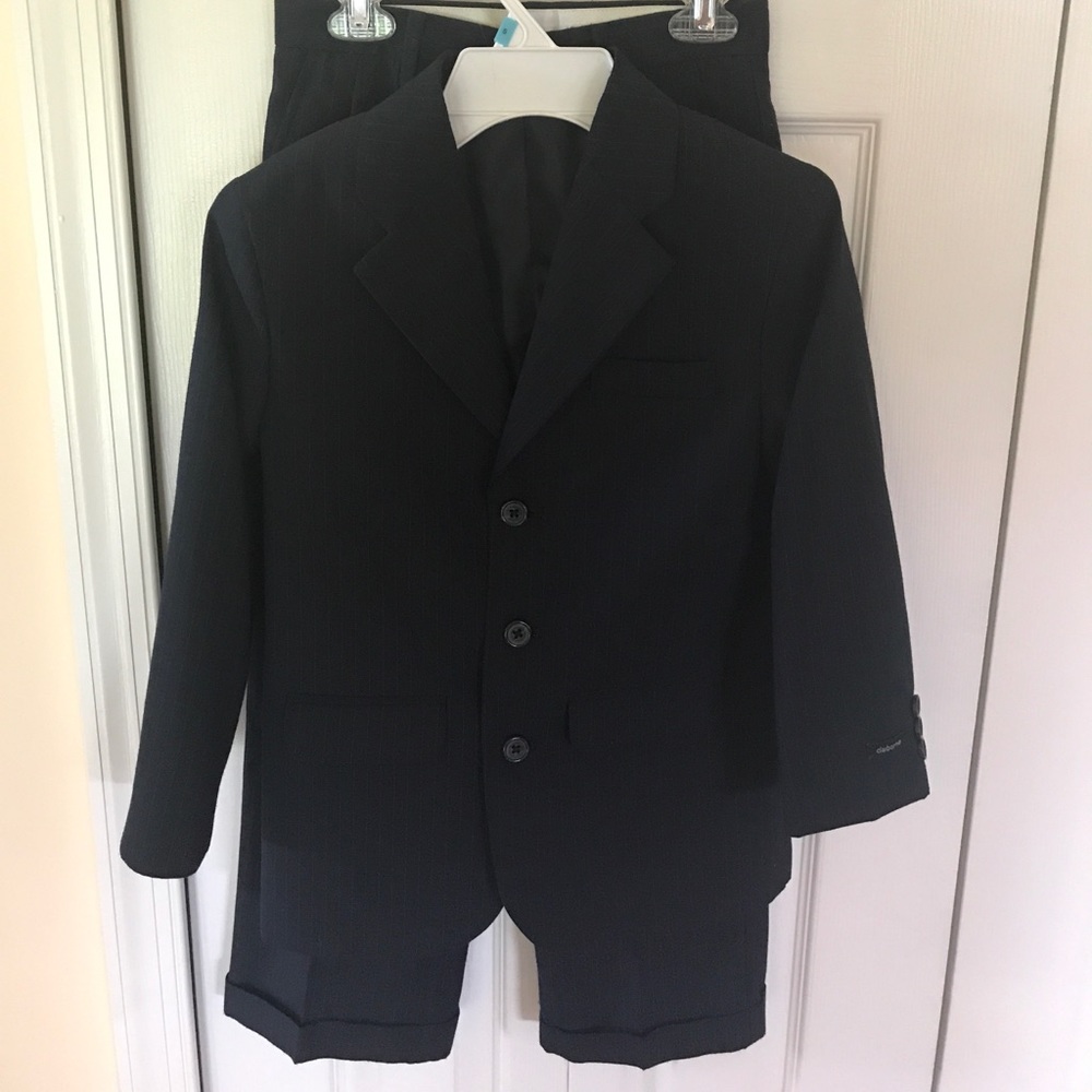 Boys Navy Pinstripe Suit