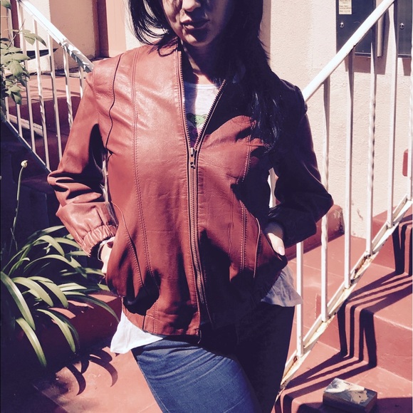 Vintage 80s leather jacket medium - Picture 2 of 2