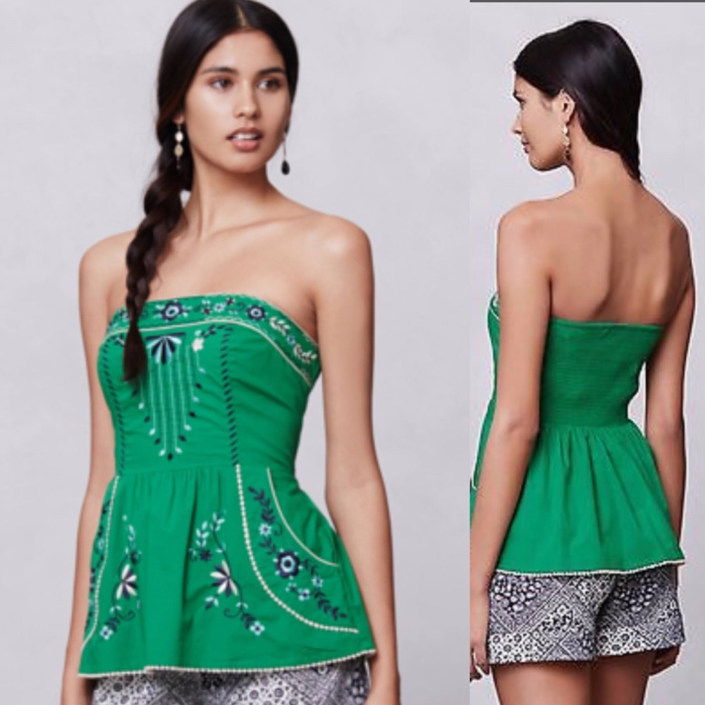 Anthropologie Grassland Embroidered Top