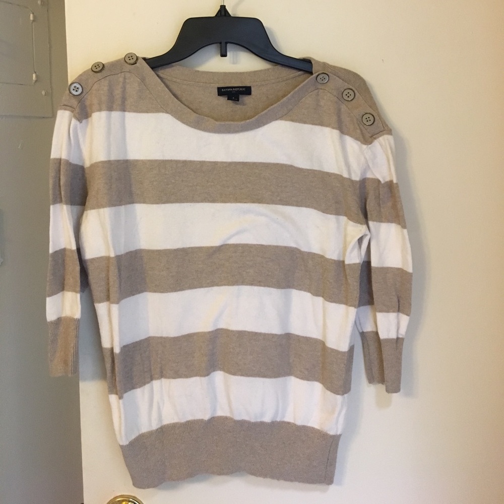 Cream and tan striped sweater