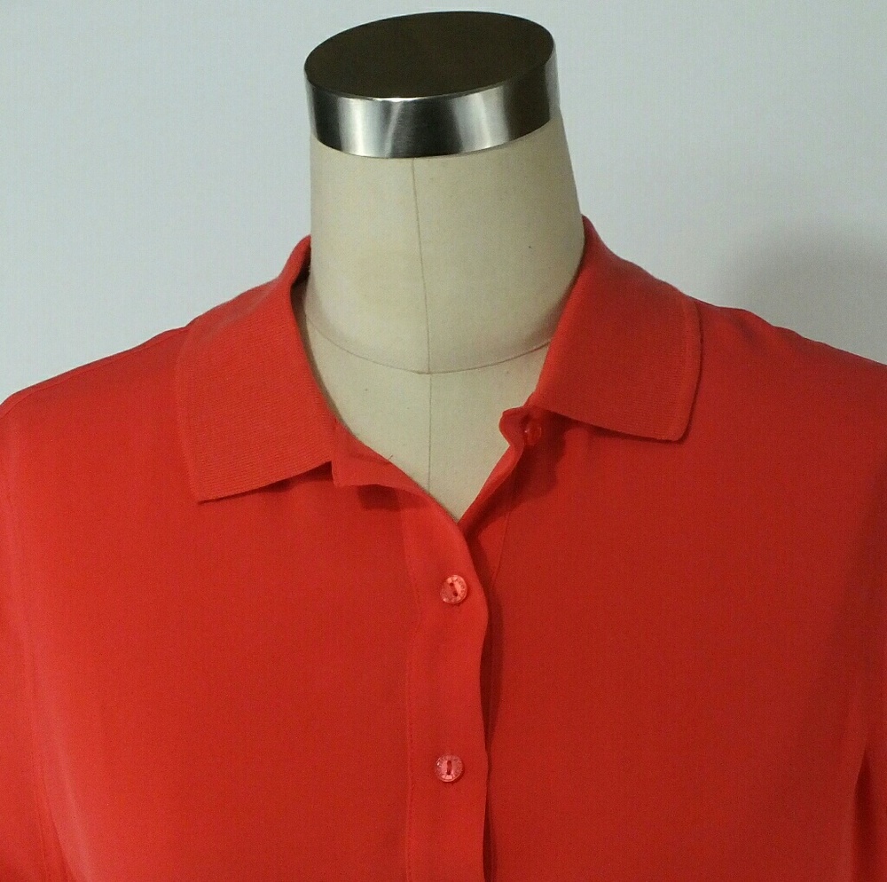 Women's Lacoste Goyave 100% Silk Orange L Shirt