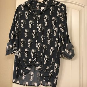 Button up skull blouse