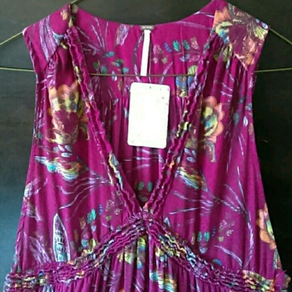 Free People Tiered Tunic in Raspberry - Sz S - NWT - Picture 3 of 8