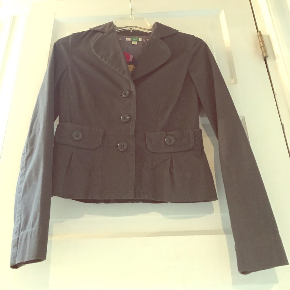 Anthropologie grey twill blazer