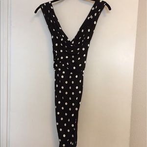 Black and white polka dot wiggle dress
