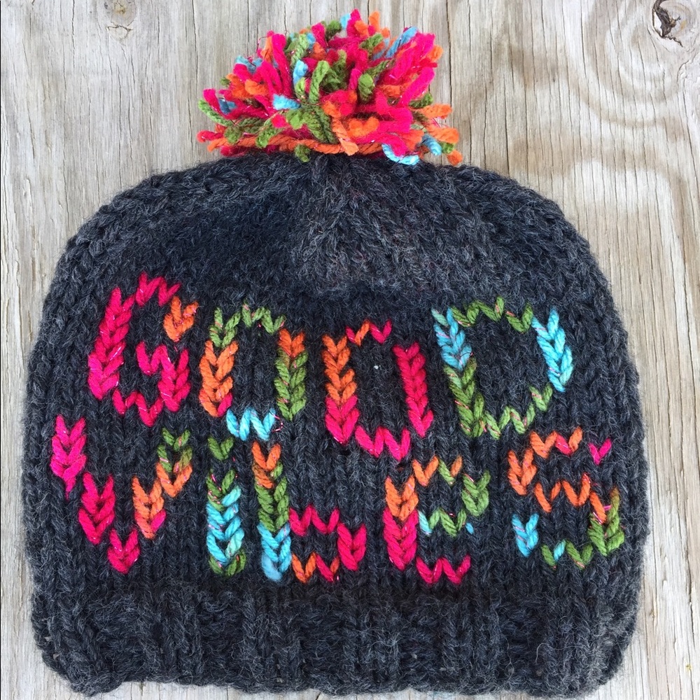 Handknit GOOD VIBES Stocking Hat