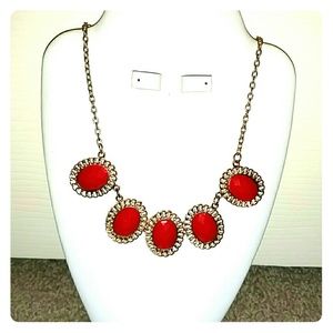 Gold and red necklace