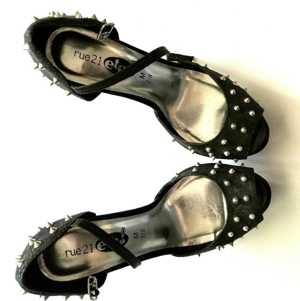 Black with Silver Spiked Heels