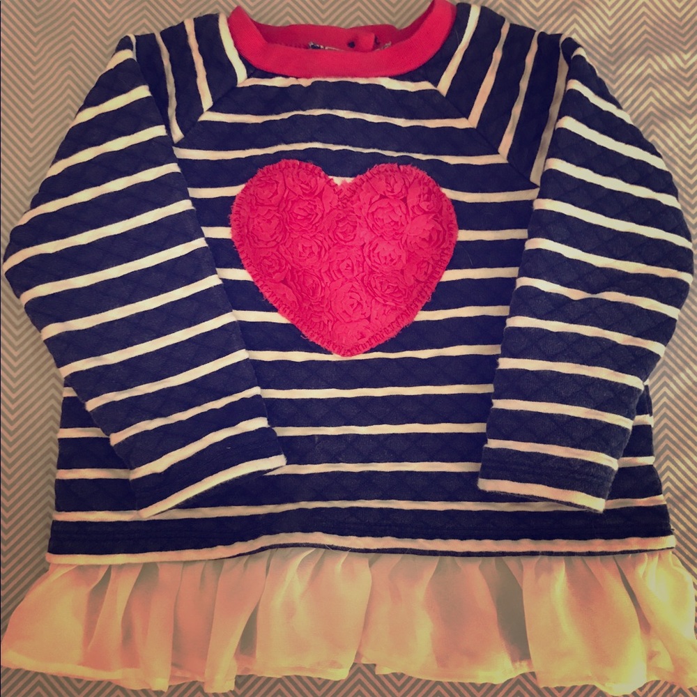 Little Me Stripped Heart Appliqué Top