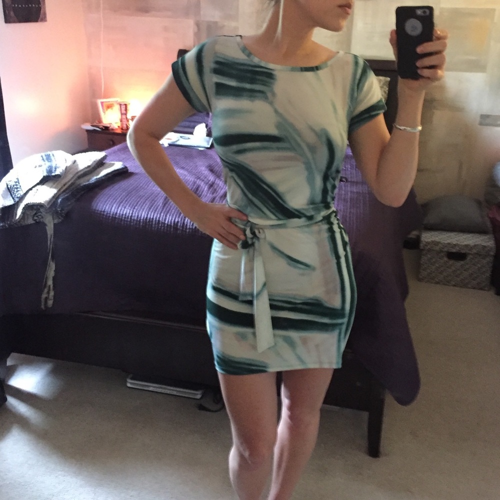 Green watercolor Michael Kors Wrap Dress