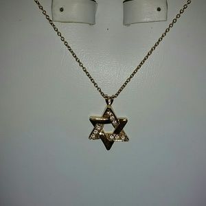 Gold Star of David necklace.