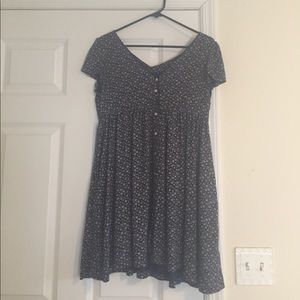 Flowy, floral navy blue summer dress