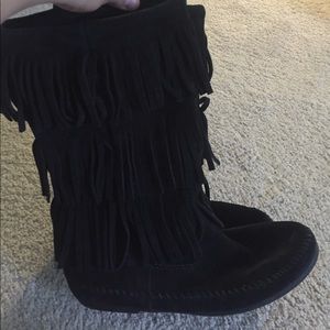 3 layer fringe Minnetonka boots