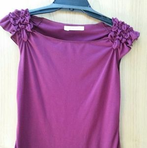 Max Studio Ruched Cap Sleeve Purple Top Small