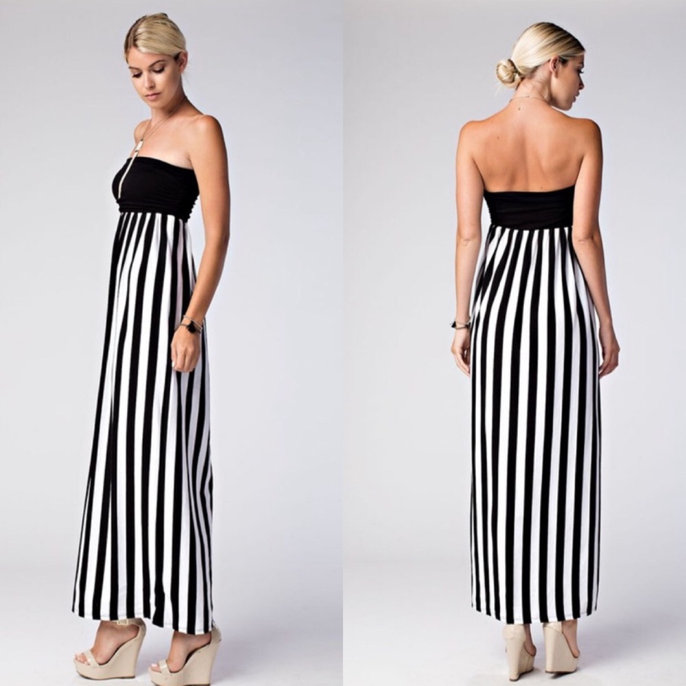 Black/White Tube top Maxi Dress