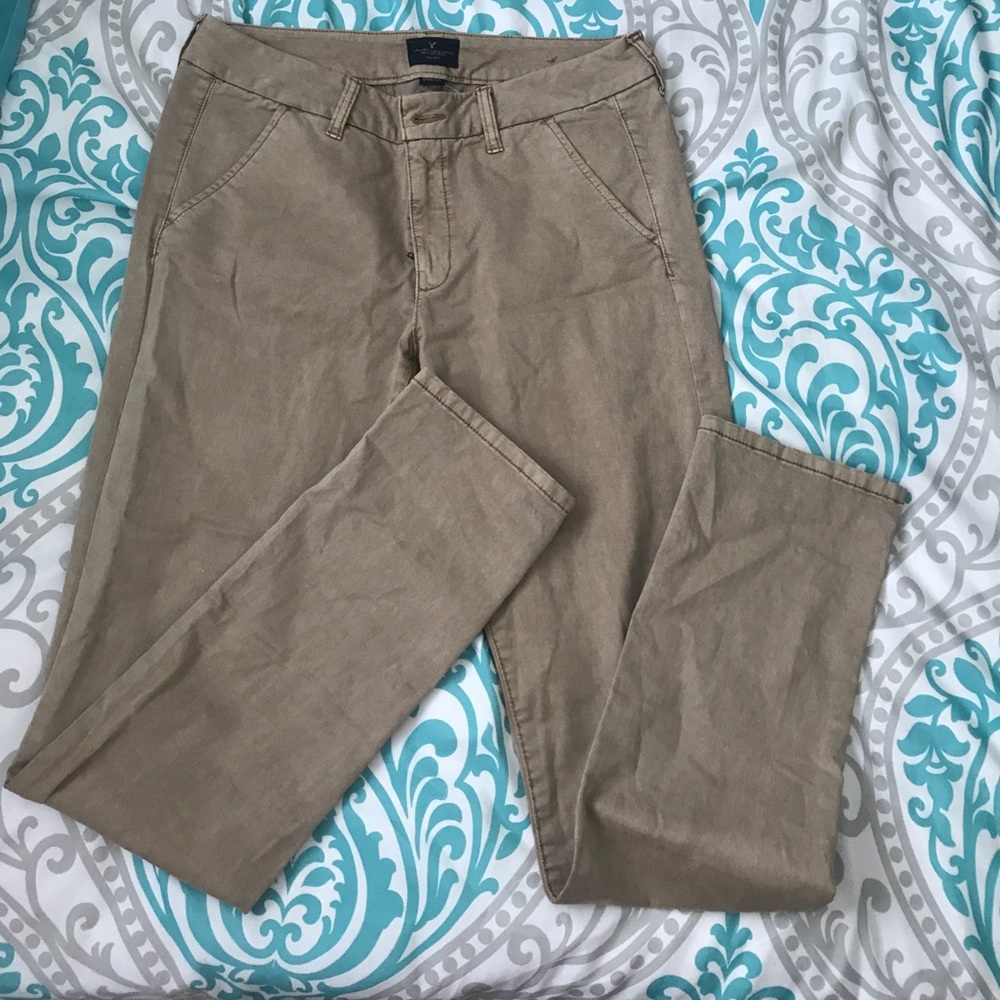 Skinny style khaki pants (long)