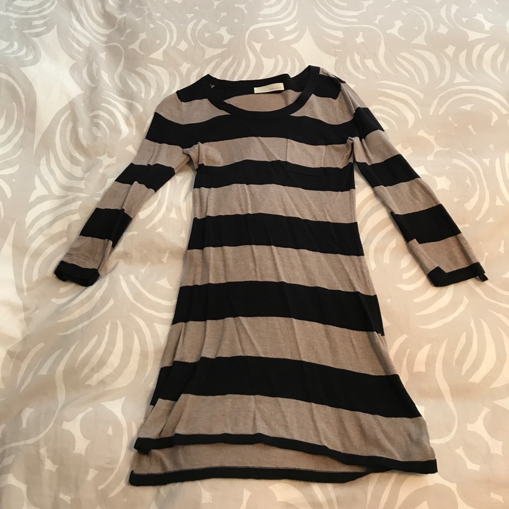 Tan and back sweater dress