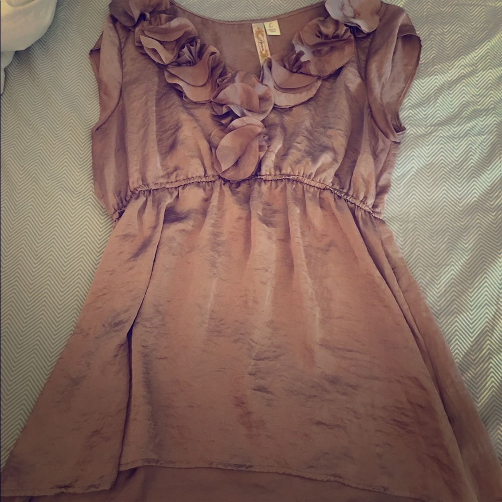 Rose Gold colored sleeveless top