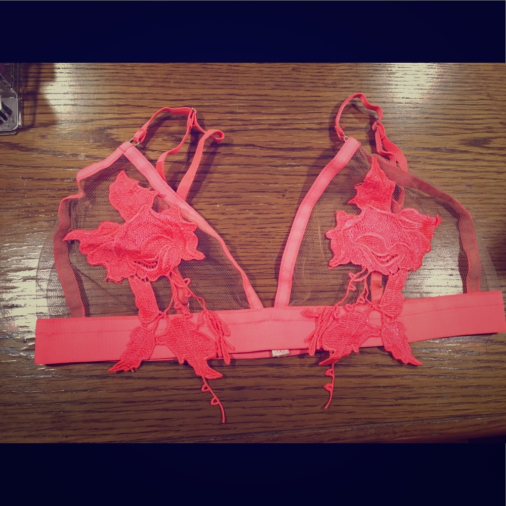 Sexy bralette coral with flower