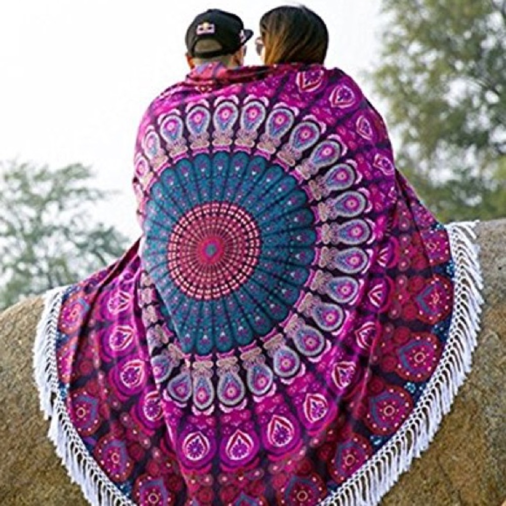 Large Cotton Beach Towel Festival Vacation Mandala