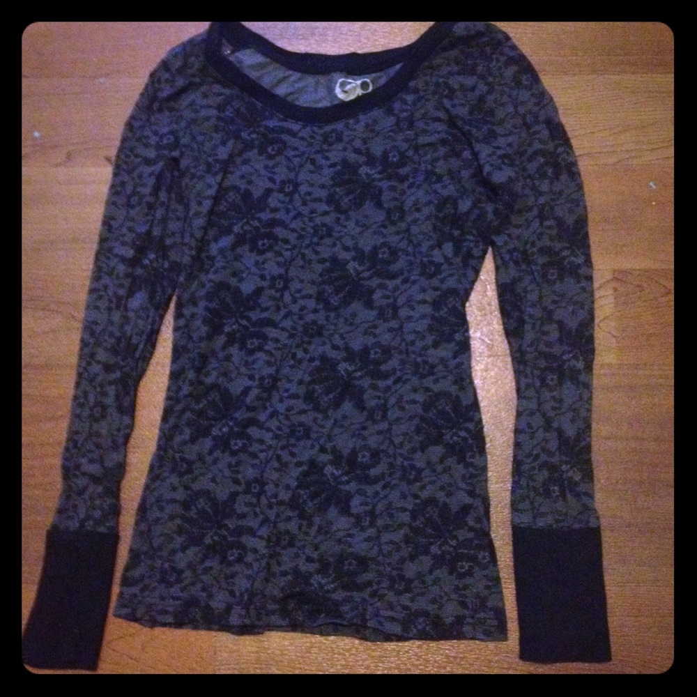 Black long sleeve with elegant flower designs