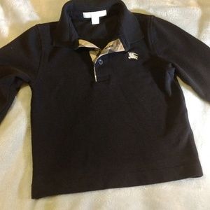 Burberry kids black long sleeve "Palmer" polo