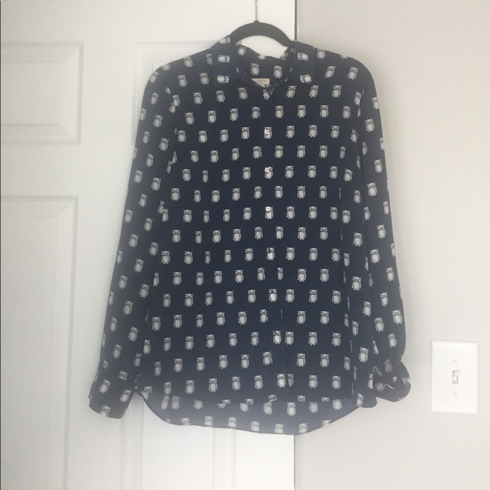 J.Crew Navy Owl Blouse