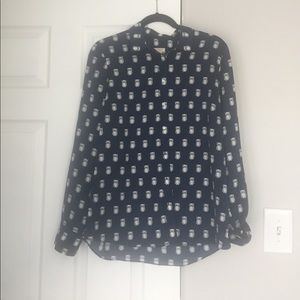J.Crew Navy Owl Blouse