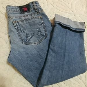 People's Liberation Distrsd Cuffed Capris Jns sz27