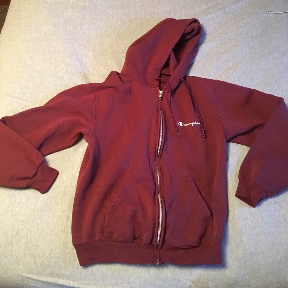 Champion maroon zip up hoodie. Size Small.