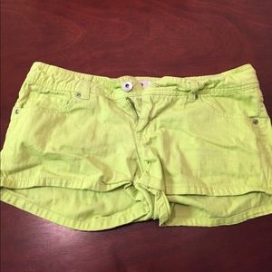 Lime green denim shorts- juniors size 9