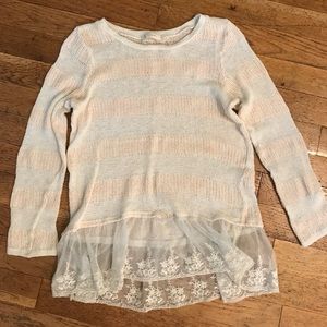 Girls Soprano sweater with lace fringe size 14