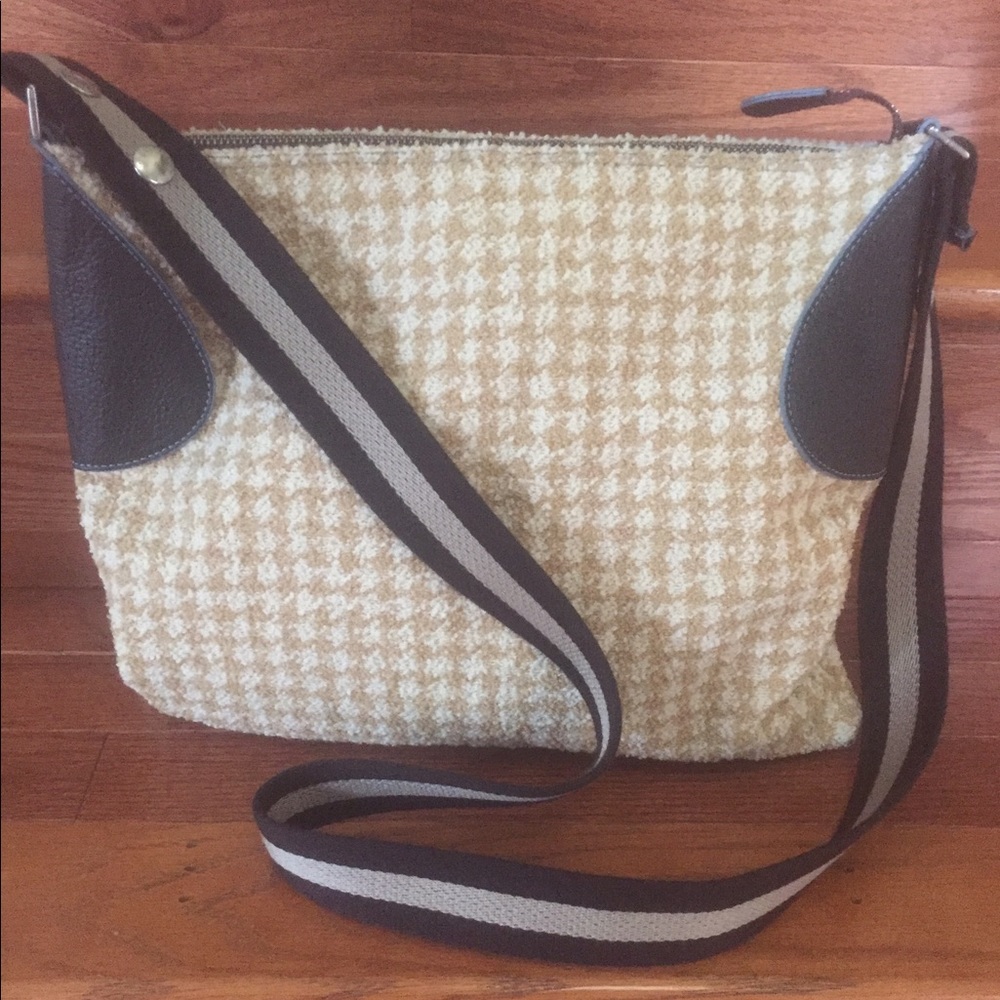 Gabs Hounds Tooth Leather Trimmed Shoulder Bag
