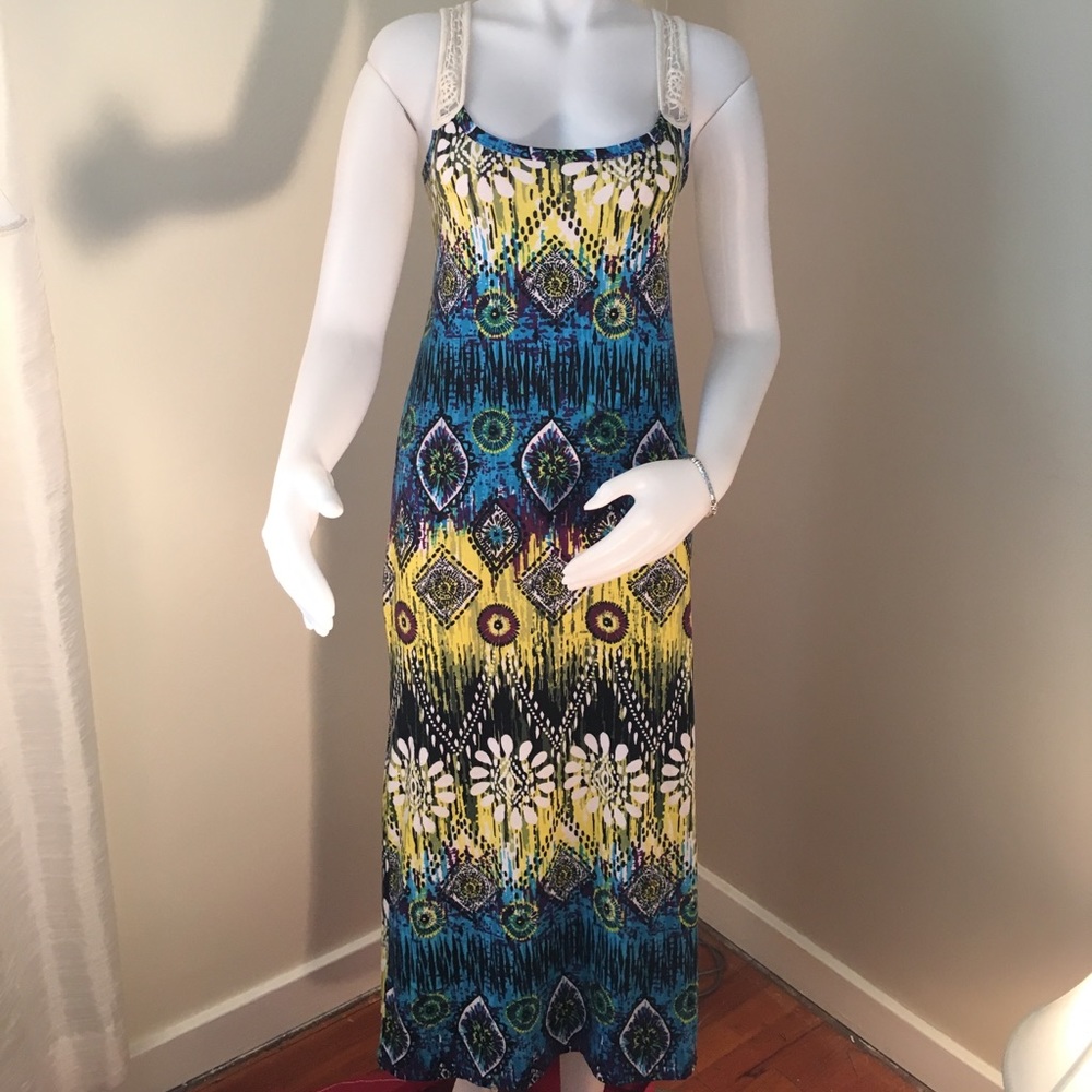 Women Sz L multi-colored sundress w/ lace straps