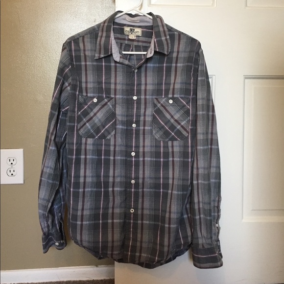 Fitted Size Large Gray, Maroon, and White Shirt - Picture 1 of 3