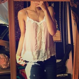 Dusty Rose Lace Accent Tank