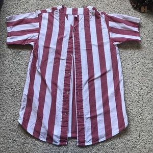 AMERICAN APPAREL Red/White Stripe Baseball Jersey