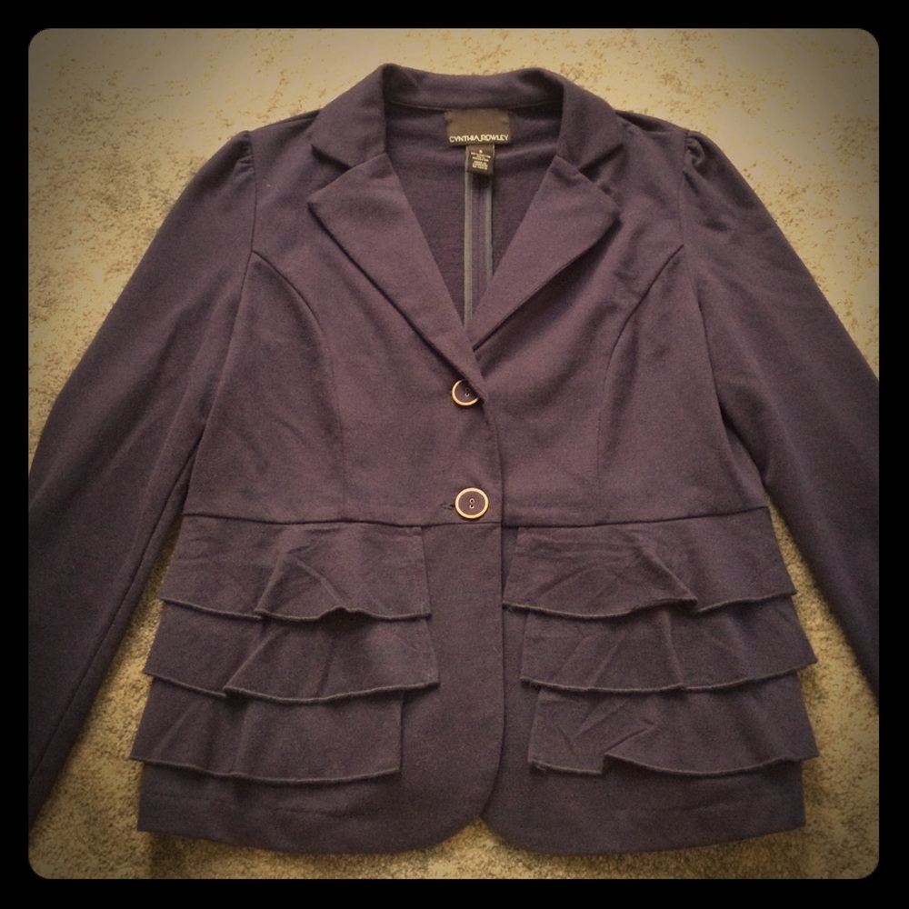 Cynthia Rowley Fitted Blazer Jacket With Ruffles