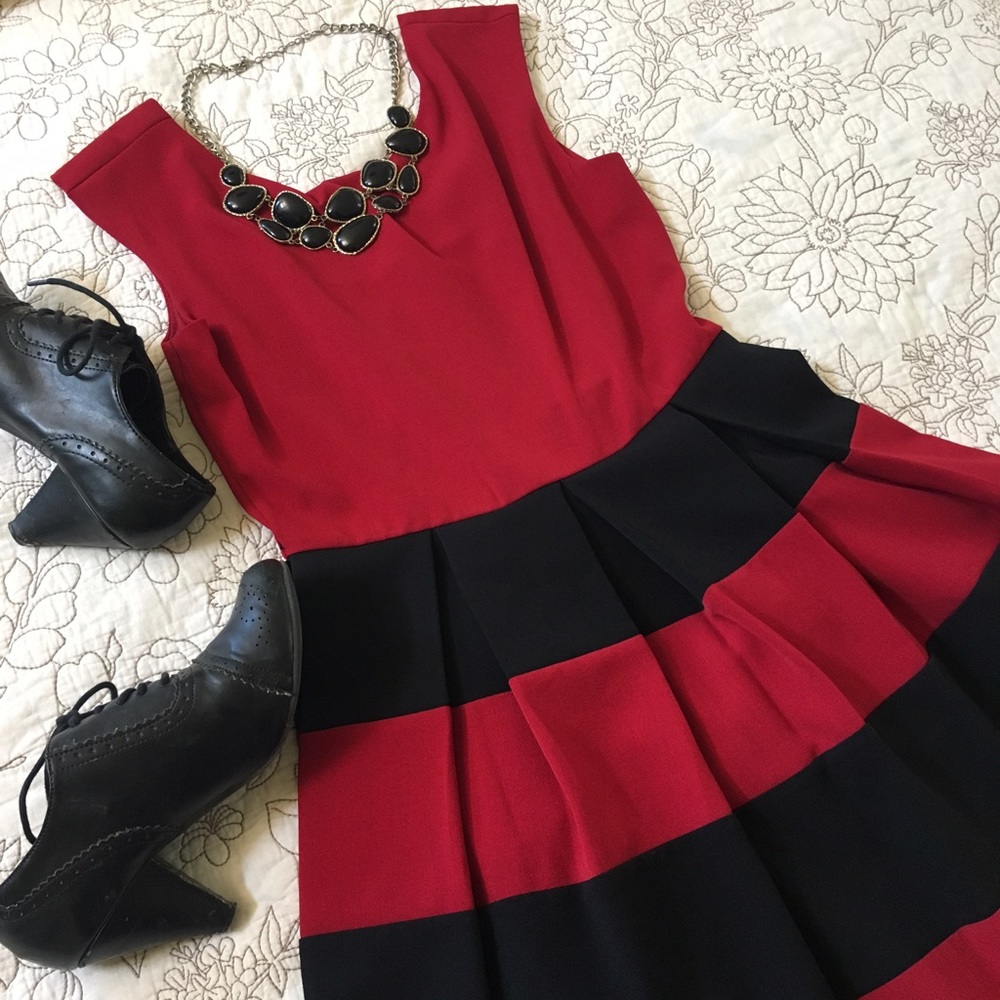 Tiana B. Red & Black A-Line Dress - 4