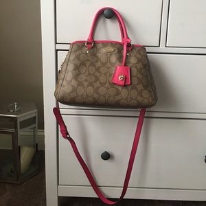 Coach mini cross body khaki and pink