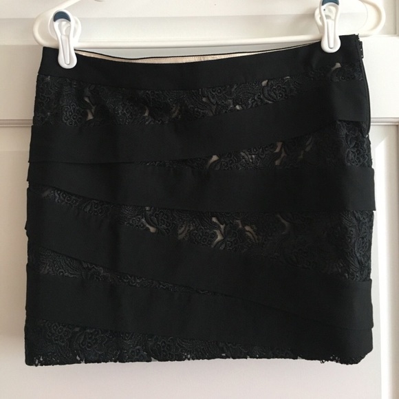 bebe Dresses & Skirts - BEBE black/tan lace, bandage skirt. Size 8