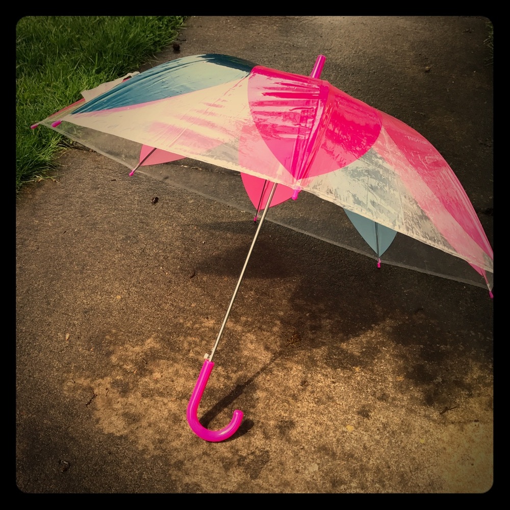 NWT Pink Graphic Floral Bubble Umbrella