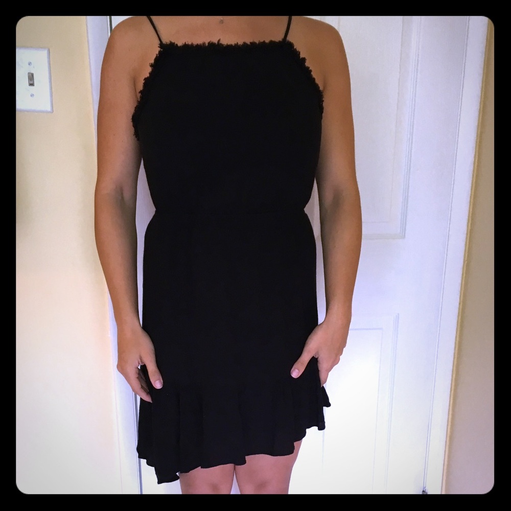BCBGeneration Asymmetrical frayed black sun dress